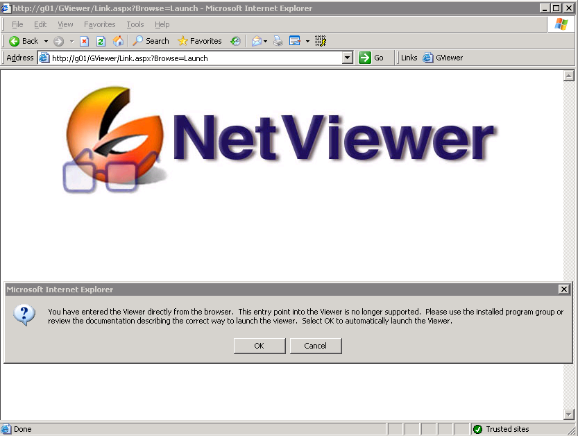 Intergraph Netviewer client url from Internet Explorer